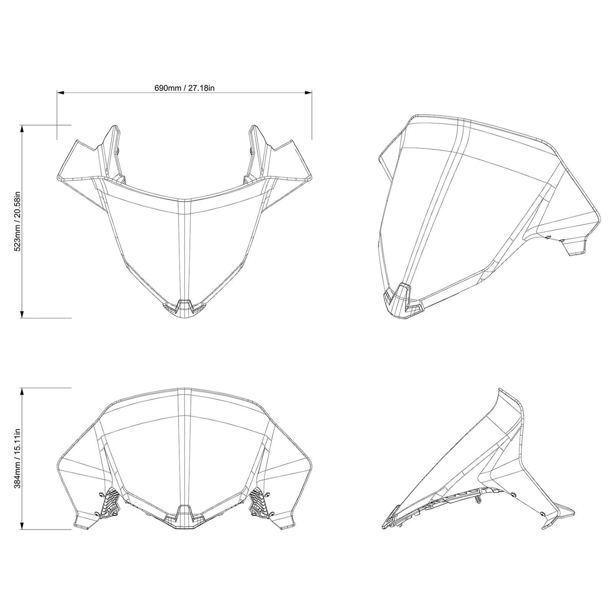 Lynx One-Piece Sport Medium Windshield