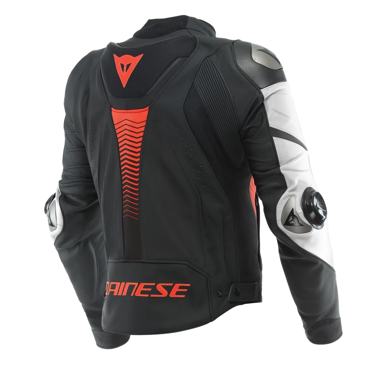 Dainese Super Speed 4 Perf. Leather Jacket Black White Fluo Red 52