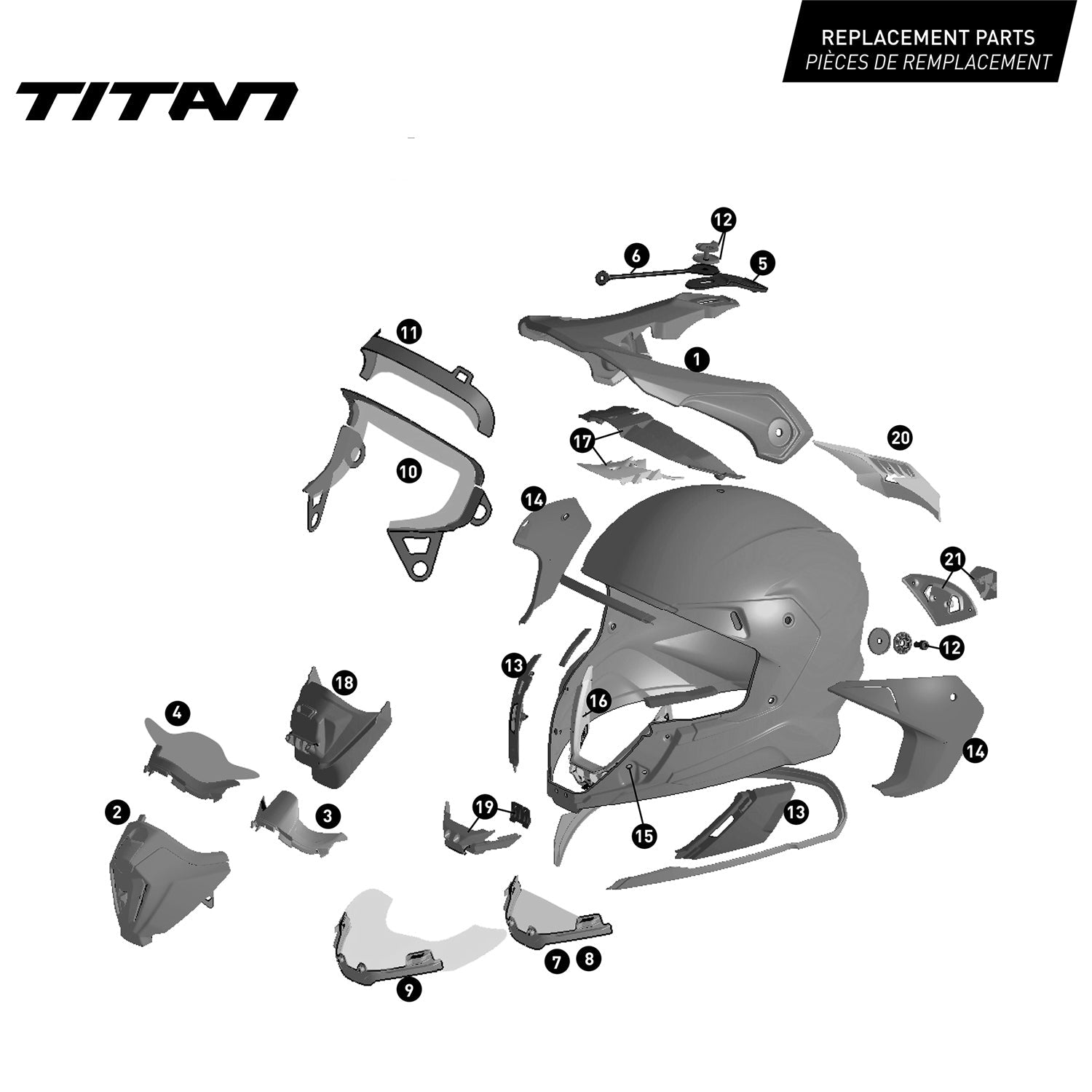 diagram of motorcycle helmet parts CKX Titan Replacement Parts